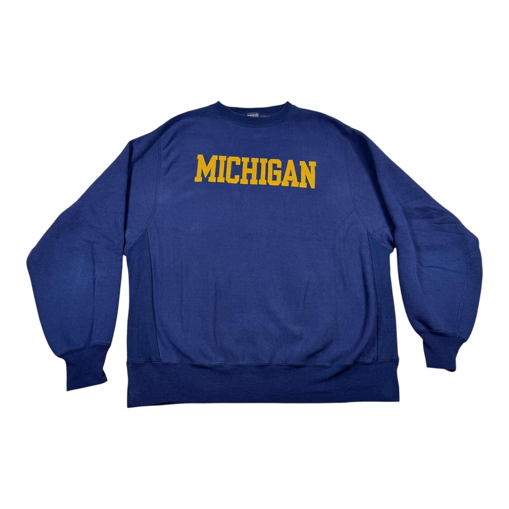 Vintage Michigan Wolverines Sweatshirt Mens Large Blue NCAA Football Crewneck